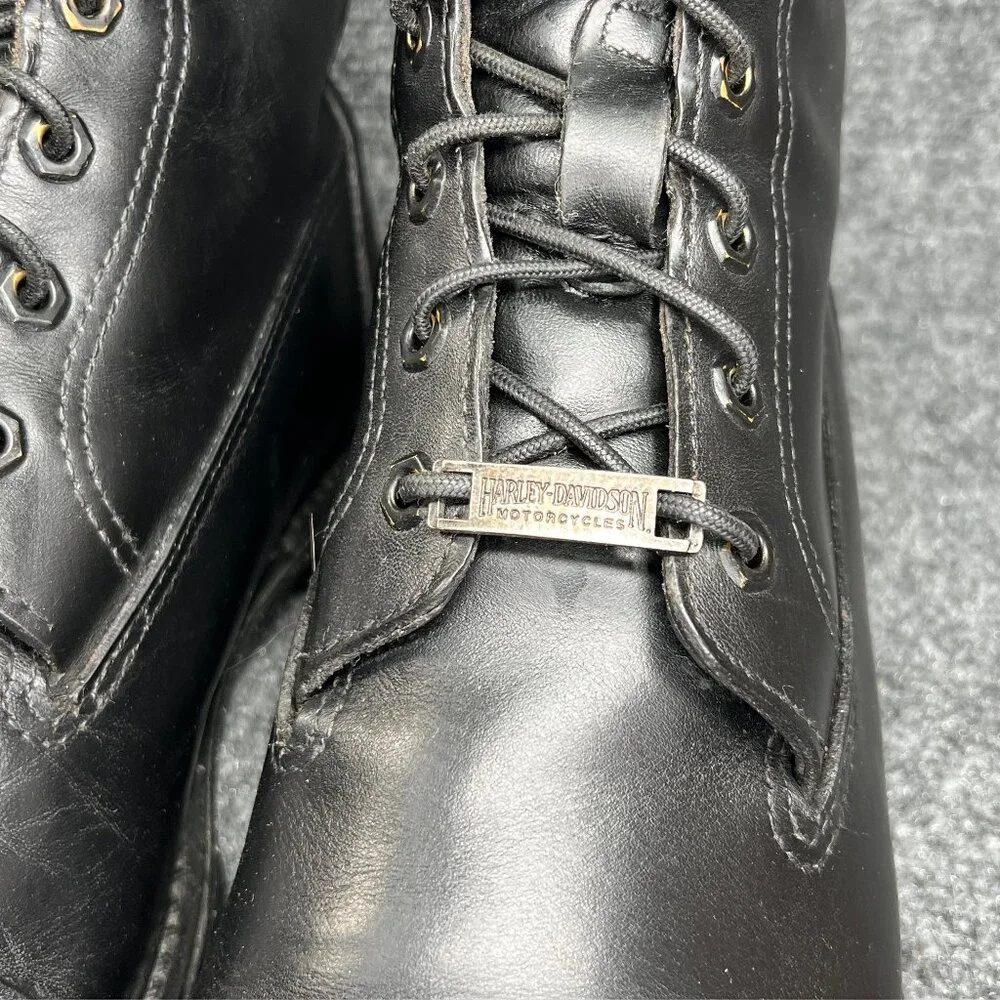 Harley Davidson Motorcycle Boots Mens Size 10 Black Leather Vintage Cap Toe Moto